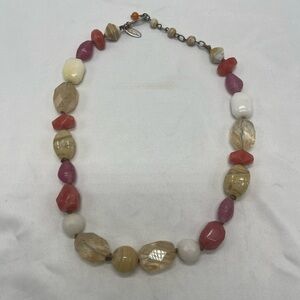 Talbots Multi-Colored Pastel Necklace Gemstones Glass Choker 20 Inches